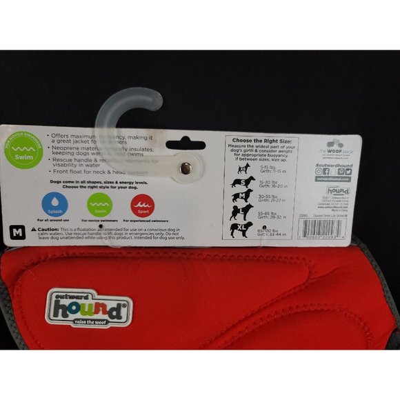 OUTWARD HOUND DAWSON SWIM LIFE JACKET SIZE MEDIUM 30-55 LBS NEW WITH TAGS RED - Picture 5 of 7